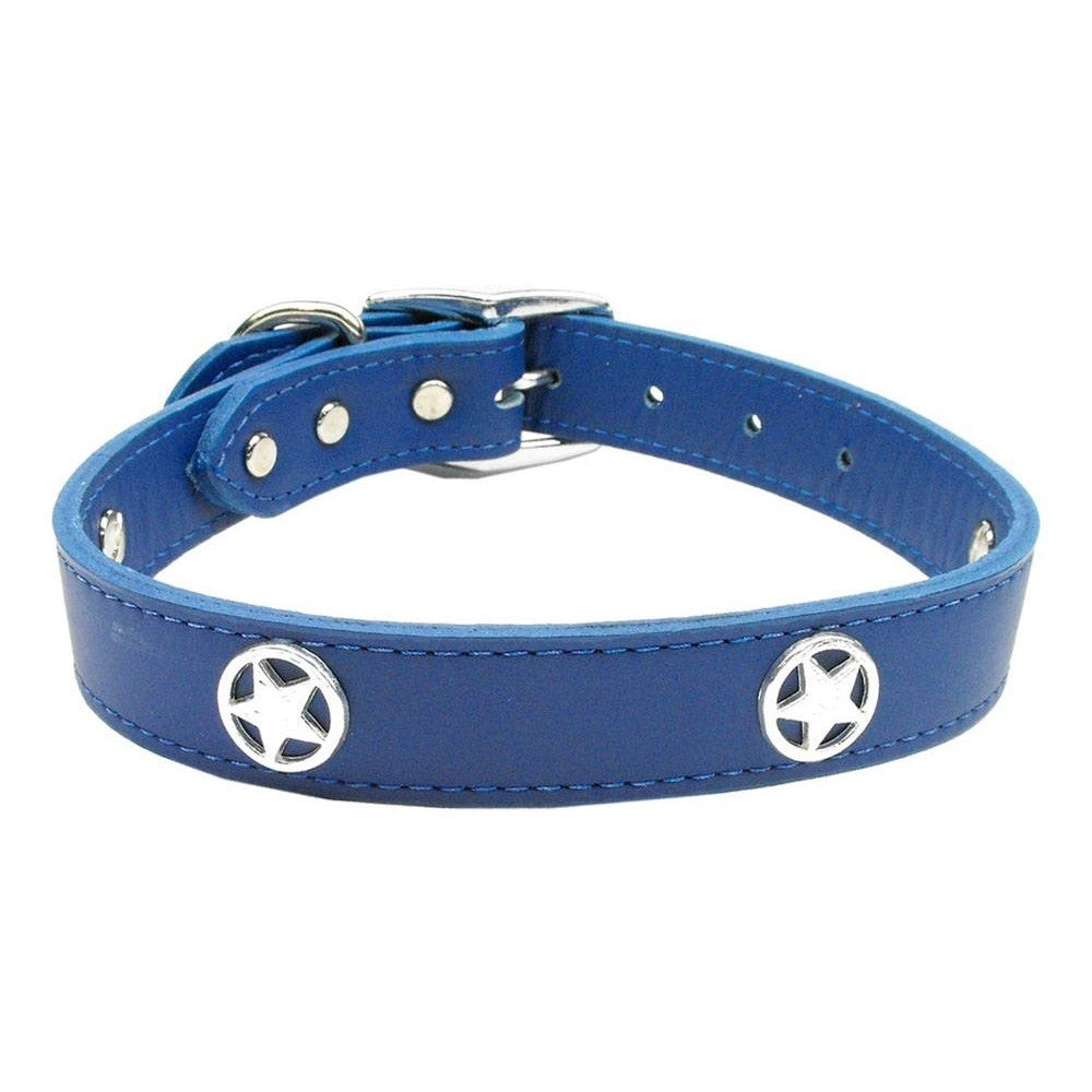 Blue Western Star Leather Dog Collar - 22 - staygoldendoodle.com