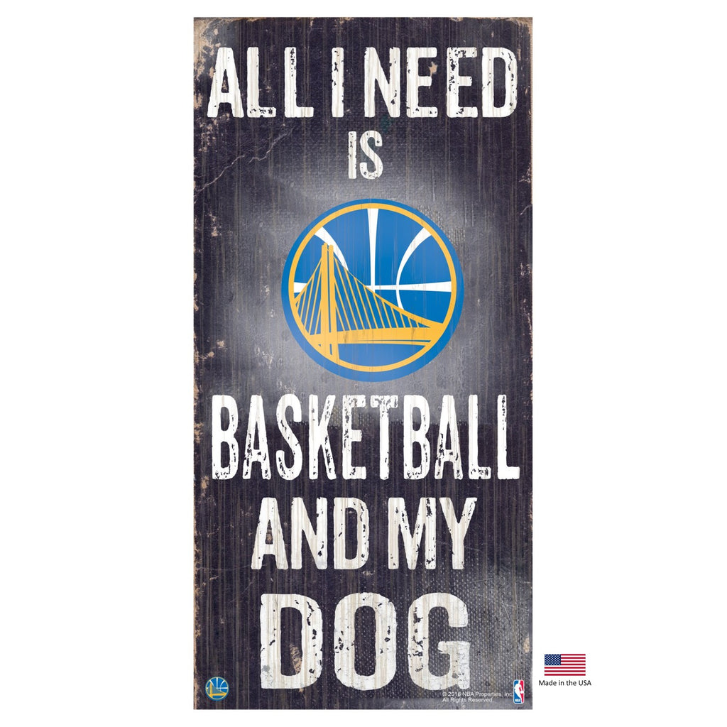 Golden State Warriors Distressed Basketball And My Dog Sign - staygoldendoodle.com