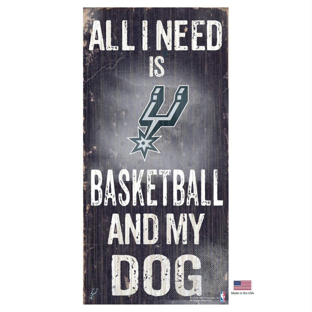 San Antonio Spurs Distressed Basketball And My Dog Sign - staygoldendoodle.com