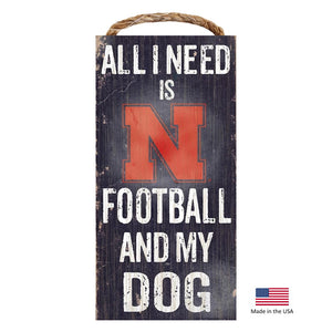 Nebraska Huskers Distressed Football And My Dog Sign - staygoldendoodle.com