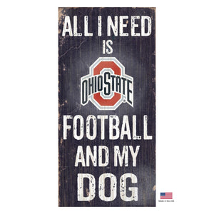 Ohio State Buckeyes Distressed Football And My Dog Sign - staygoldendoodle.com