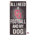 Oklahoma Sooners Distressed Football And My Dog Sign - staygoldendoodle.com