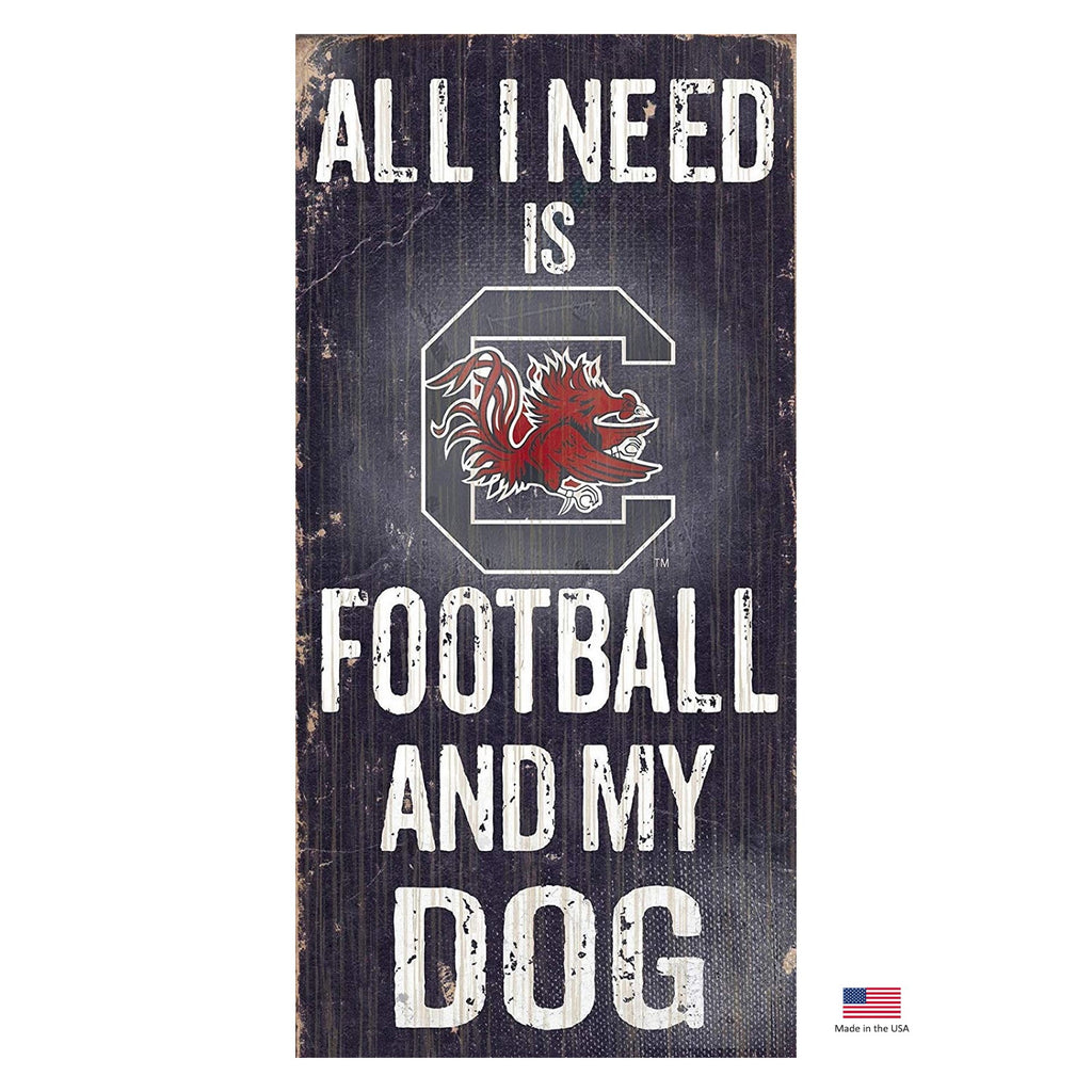 South Carolina Gamecocks Distressed Football And My Dog Sign - staygoldendoodle.com