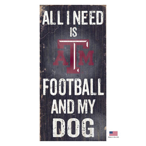 Texas A&M Aggies Distressed Football And My Dog Sign - Stay Golden Doodle