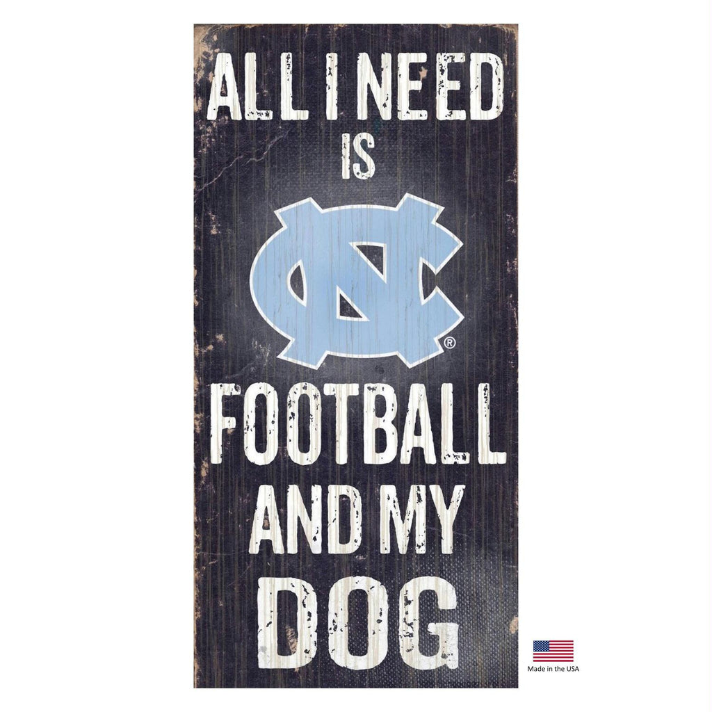 North Carolina Tarheels Distressed Football And My Dog Sign - Stay Golden Doodle