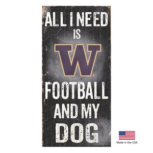 Washington Huskies Distressed Football And My Dog Sign - staygoldendoodle.com