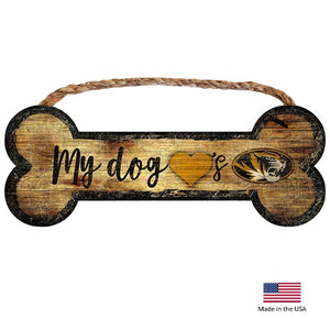 Missouri Tigers Distressed Dog Bone Wooden Sign - staygoldendoodle.com