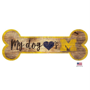 Michigan Wolverines Distressed Dog Bone Wooden Sign - Stay Golden Doodle