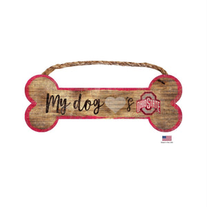 Ohio State Buckeyes Distressed Dog Bone Wooden Sign - Stay Golden Doodle