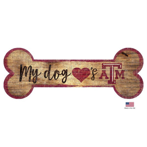 Texas A&M Aggies Distressed Dog Bone Wooden Sign - Stay Golden Doodle