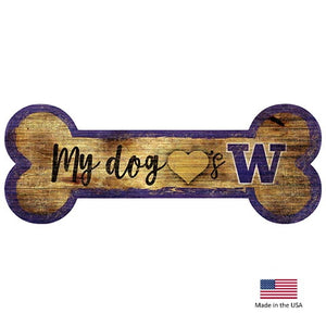 Washington Huskies Distressed Dog Bone Wooden Sign - staygoldendoodle.com