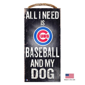 Chicago Cubs Distressed Baseball And My Dog Sign - staygoldendoodle.com