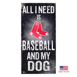 Boston Red Sox Distressed Baseball And My Dog Sign - staygoldendoodle.com