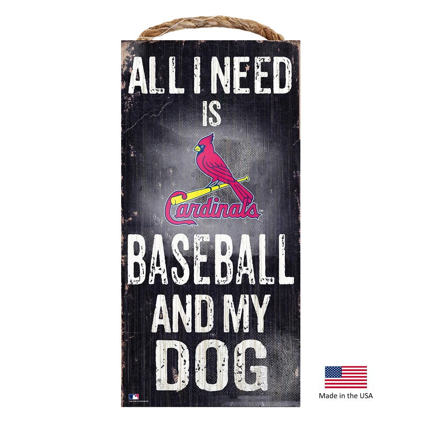 St. Louis Cardinals Distressed Baseball And My Dog Sign - staygoldendoodle.com