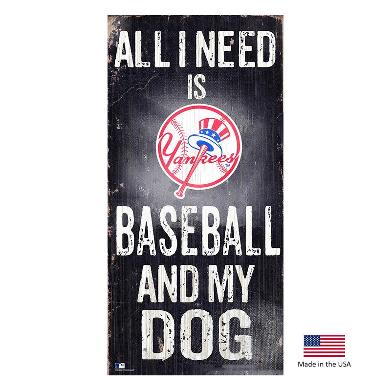 New York Yankees Distressed Baseball And My Dog Sign - staygoldendoodle.com