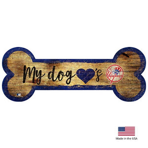 New York Yankees Distressed Dog Bone Wooden Sign - staygoldendoodle.com