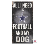 Dallas Cowboys Distressed Football And My Dog Sign - staygoldendoodle.com