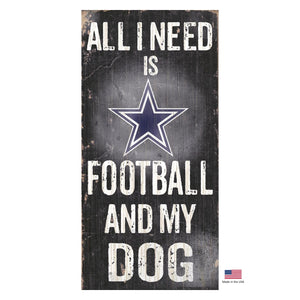 Dallas Cowboys Distressed Football And My Dog Sign - staygoldendoodle.com