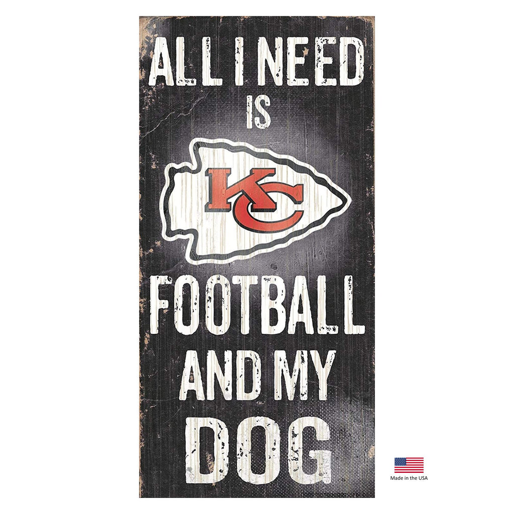 Kansas City Chiefs Distressed Football And My Dog Sign