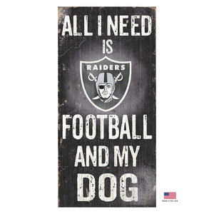 Oakland Raiders Distressed Football And My Dog Sign