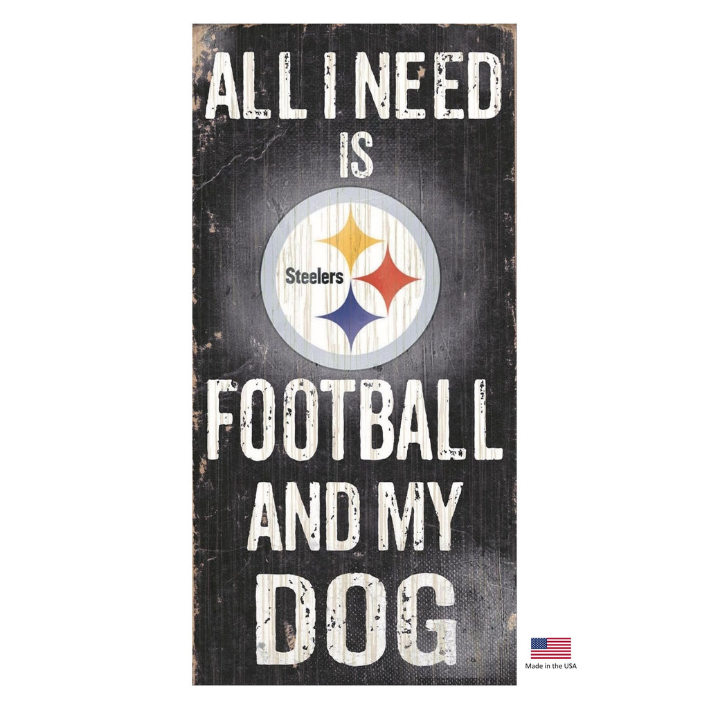 Pittsburgh Steelers Distressed Football And My Dog Sign - staygoldendoodle.com