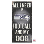 Seattle Seahawks Distressed Football And My Dog Sign - staygoldendoodle.com