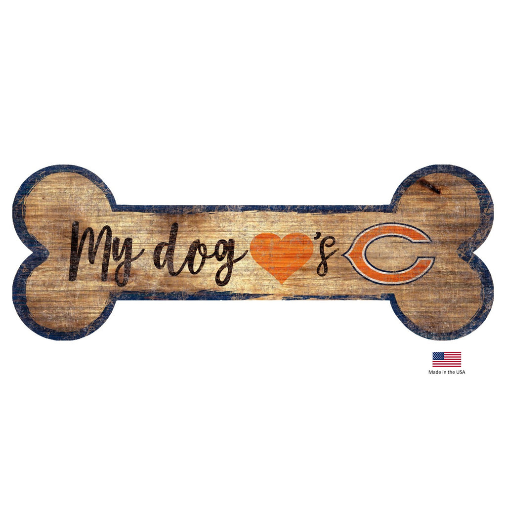 Chicago Bears Distressed Dog Bone Wooden Sign - staygoldendoodle.com