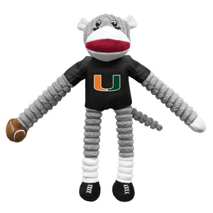 Miami Hurricanes Sock Monkey Pet Toy