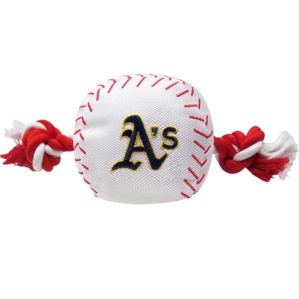 Oakland A's Nylon Baseball Rope Tug Toy - staygoldendoodle.com