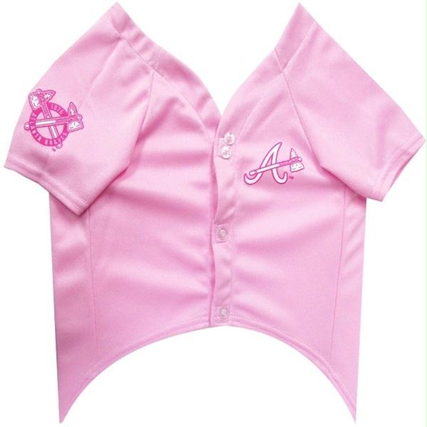 Atlanta Braves Pink Pet Jersey - staygoldendoodle.com