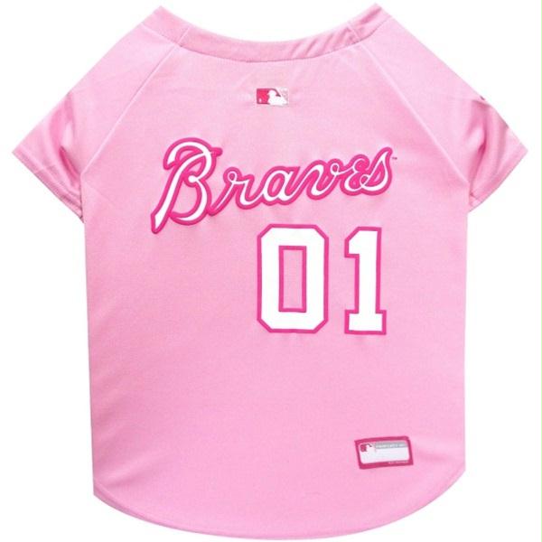 Atlanta Braves Pink Pet Jersey - staygoldendoodle.com