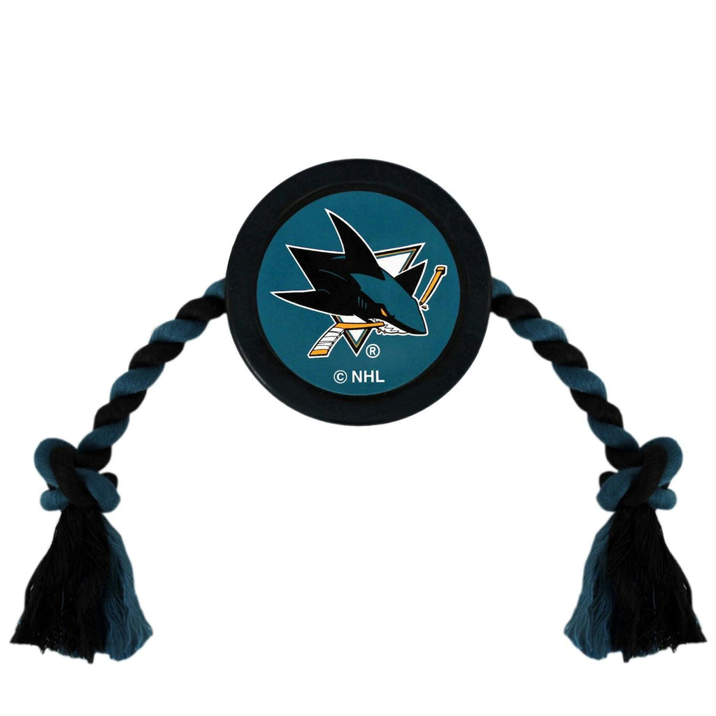 San Jose Sharks Pet Hockey Puck Rope Toy - staygoldendoodle.com