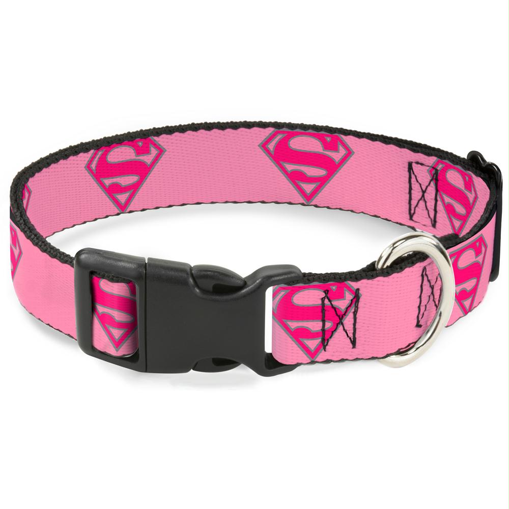 Buckle-Down Superman Shield Pink Pet Collar - staygoldendoodle.com