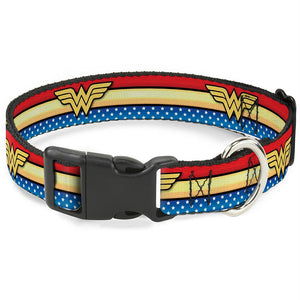 Buckle-Down Wonder Woman Logo Stripe Pet Collar - staygoldendoodle.com