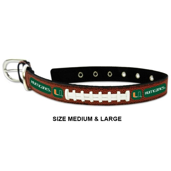 Miami Hurricanes Classic Leather Football Collar - staygoldendoodle.com
