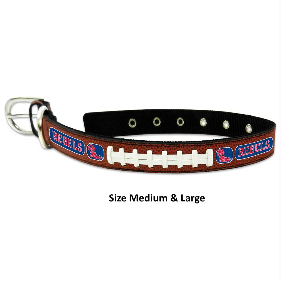 Ole Miss Rebels Classic Leather Football Collar - staygoldendoodle.com