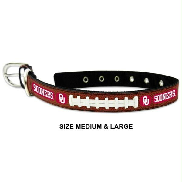 Oklahoma Sooners Classic Leather Football Collar - staygoldendoodle.com