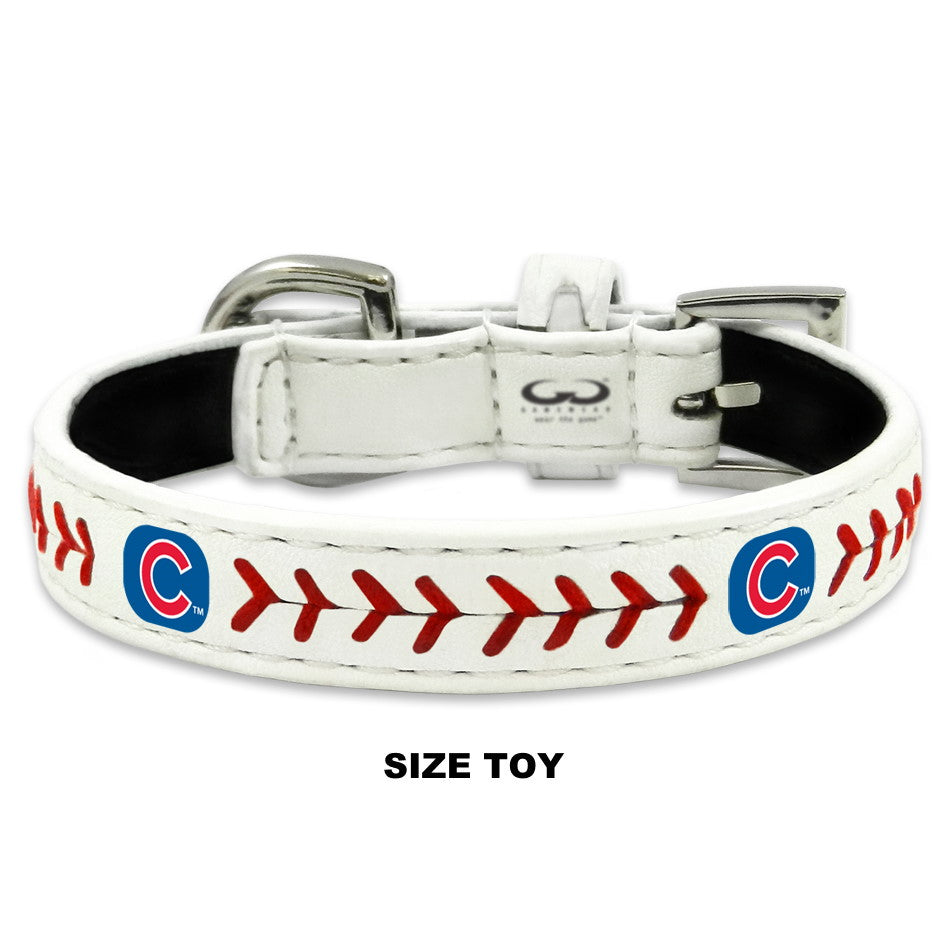 Chicago Cubs Classic Leather Baseball Collar - Toy - staygoldendoodle.com