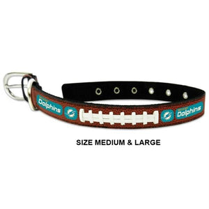 Miami Dolphins Classic Leather Football Collar - staygoldendoodle.com