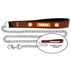 Clemson Tigers Football Leather and Chain Leash - staygoldendoodle.com