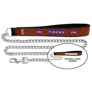 LSU Tigers Football Leather and Chain Leash - staygoldendoodle.com