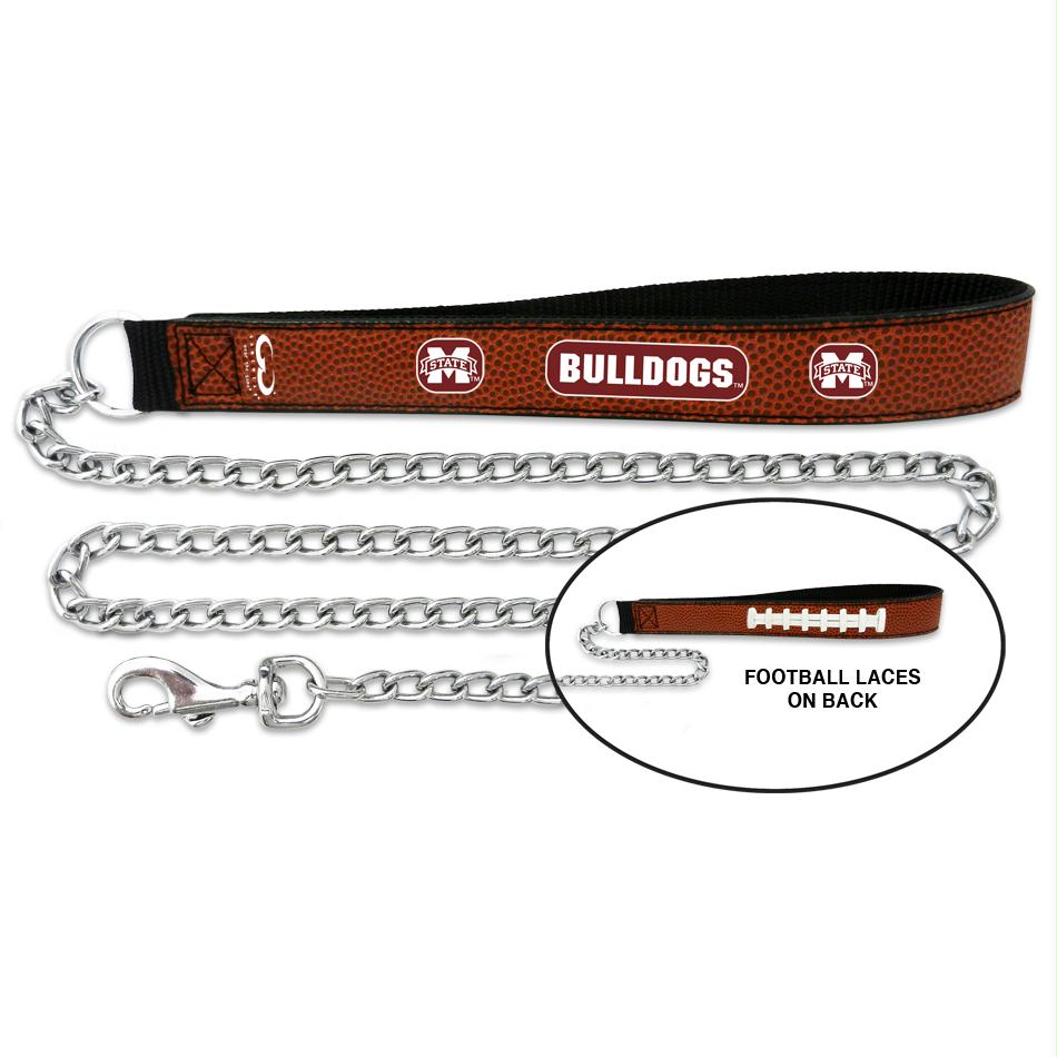 Mississippi State Football Leather and Chain Leash - staygoldendoodle.com