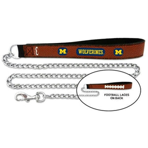 Michigan Wolverines Football Leather and Chain Leash - staygoldendoodle.com