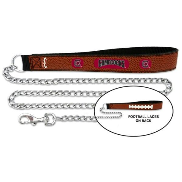 South Carolina Gamecocks Football Leather and Chain Leash - staygoldendoodle.com