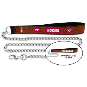 Virginia Tech Hokies Football Leather and Chain Leash - staygoldendoodle.com