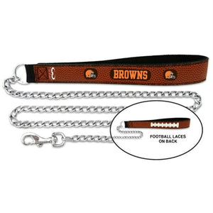Cleveland Browns Football Leather and Chain Leash - staygoldendoodle.com