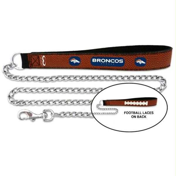 Denver Broncos Football Leather and Chain Leash - staygoldendoodle.com