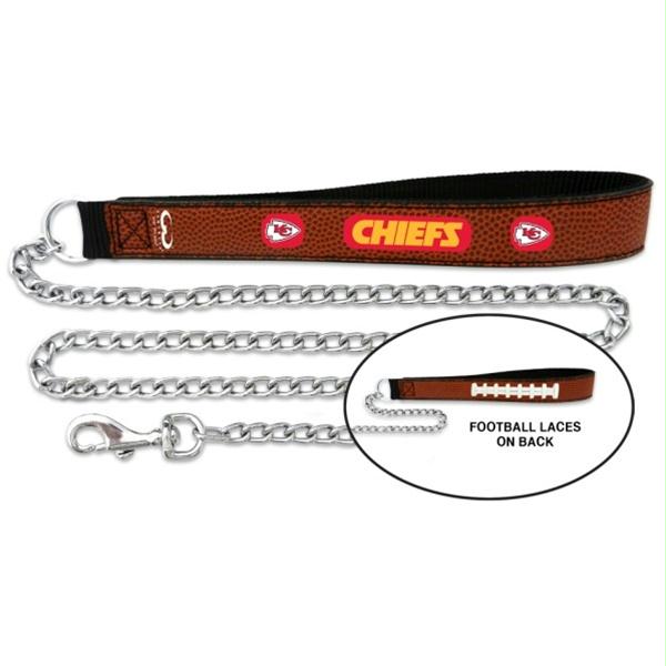 Kansas City Chiefs Football Leather and Chain Leash - staygoldendoodle.com