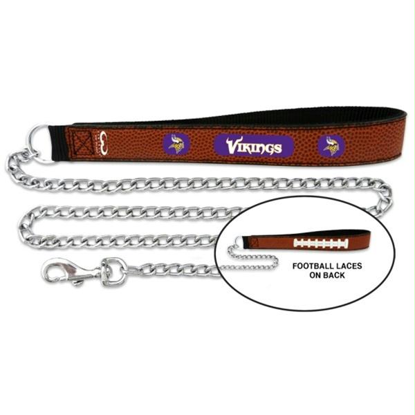 Minnesota Vikings Football Leather and Chain Leash - staygoldendoodle.com