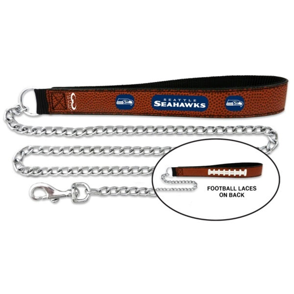 Seattle Seahawks Football Leather and Chain Leash - staygoldendoodle.com